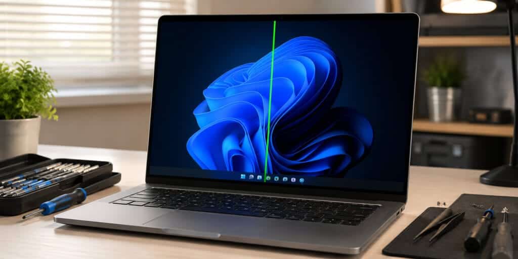 why is there a green line on my laptop screen