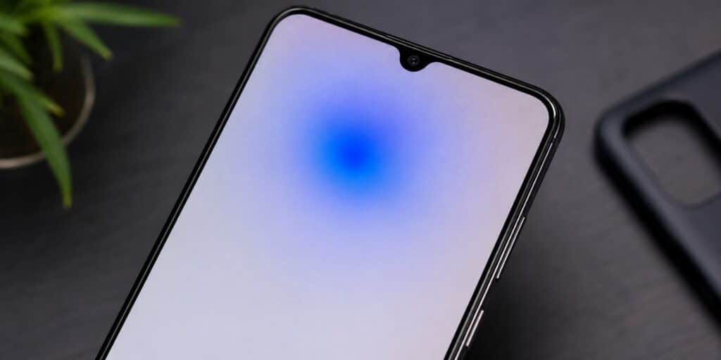 Blue Patch on Mobile Screen