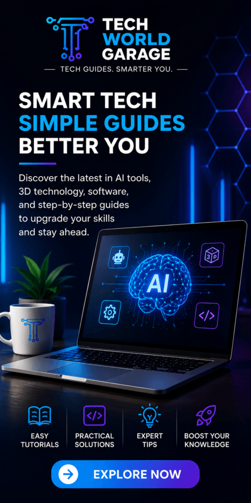Tech World Garage AI and 3D technology banner